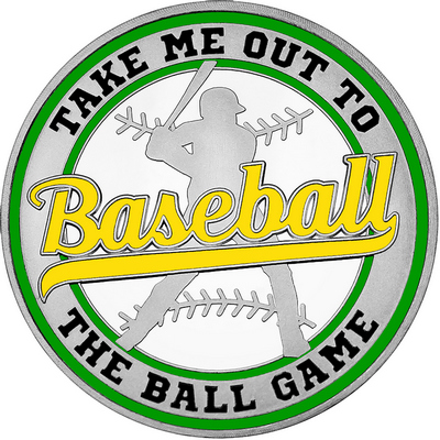 Yellow "Baseball" with Green Outer Circular Borders